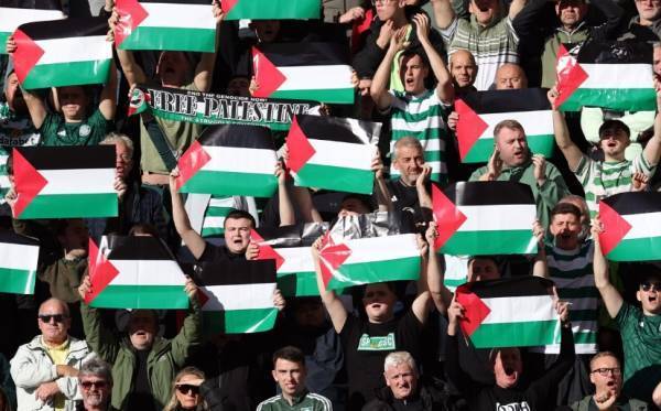 无视俱乐部禁令，凯尔特人球迷在看台上高举挥舞巴勒斯坦国旗