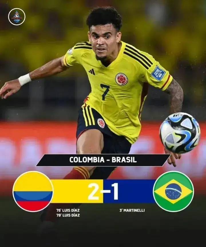 世界杯预选赛南美区：巴西1比2不敌哥伦比亚，最近3场1平2负，成绩堪忧